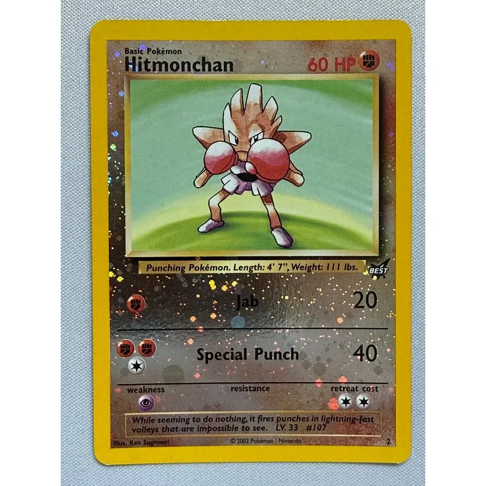 Pokémon TCG Hitmonchan 2/9 Best of Game 2002 Reverse Holo Cosmos Swirl Card LP